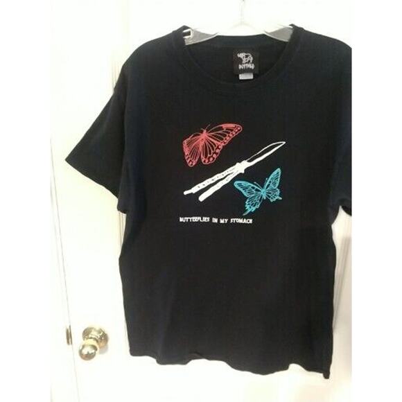 Buffalo Butterflies in My Stomach Knife Black Shirt Large LG L - Picture 6 of 9
